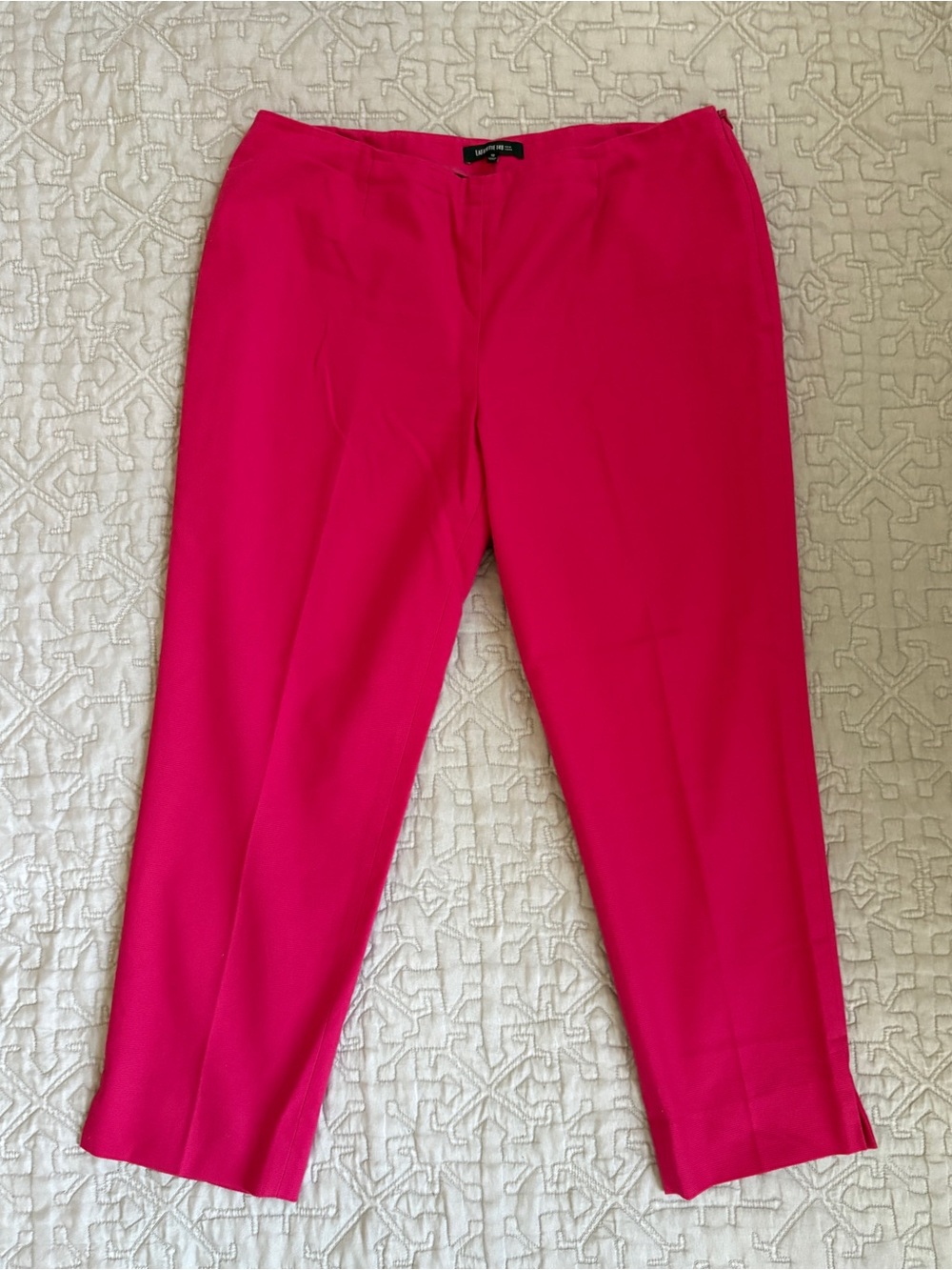 Lafayette 148 hot pink cotton stretch woven cropped pant size 12